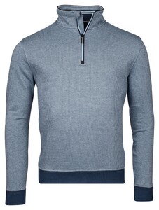 Baileys Sweatshirt Half Zip Two Tone Texture Jacquard Interlock Trui Pastel Blauw