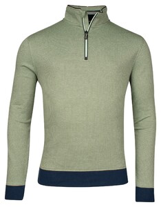 Baileys Sweatshirt Half Zip Two Tone Texture Jacquard Interlock Trui Pastel Groen