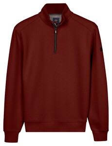 Baileys Sweatshirt Half Zip Uni Color Structure Doubleface Trui Deep Red