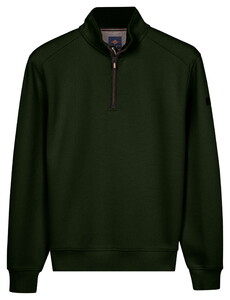Baileys Sweatshirt Half Zip Uni Color Structure Doubleface Trui Donker Groen