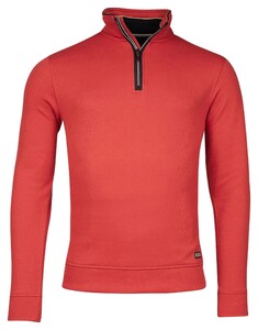 Baileys Sweatshirt Half Zip Uni Color Subtle Honeycomb Texture Trui Coral