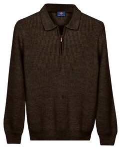 Baileys Texture Knit Zip Collar Pullover Brown