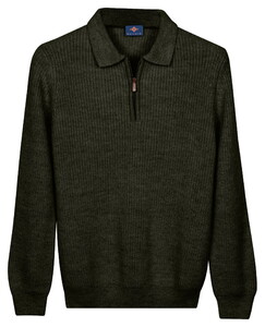 Baileys Texture Knit Zip Collar Pullover Dark Green