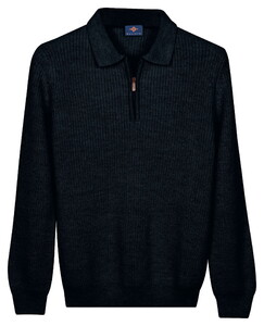 Baileys Texture Knit Zip Collar Trui Donker Blauw