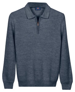 Baileys Texture Knit Zip Collar Trui Faded Blue
