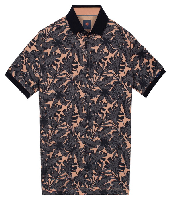 Baileys Tropical Leaves Pattern Piqué Polo Dusty Rose
