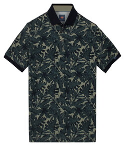 Baileys Tropical Leaves Pattern Piqué Polo Thyme Green