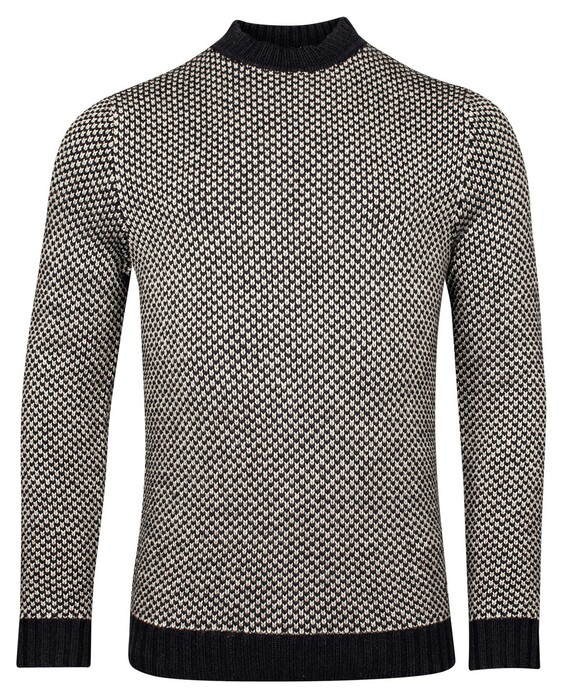 Baileys Turtle Neck Allover Two Color Pattern Trui Off White