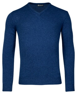 Baileys Two Ply Scottish Lambswool V-Neck Pullover Single Knit Trui Cobalt