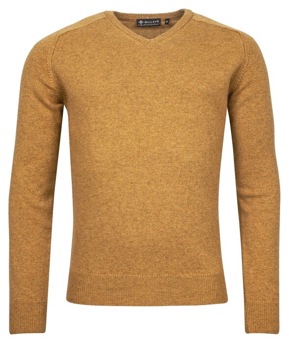 Baileys Two Ply Scottish Lambswool V-Neck Pullover Single Knit Trui Donker Goud