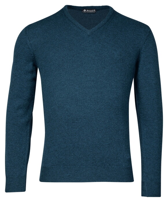 Baileys Two Ply Scottish Lambswool V-Neck Pullover Single Knit Trui Raf Blue