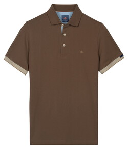 Baileys Two-Tone Details Cotton Subtle Stretch Poloshirt Taupe