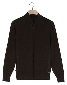 Baileys Two-Tone Faux-Uni Cotton Full Zip Cardigan Dark Brown