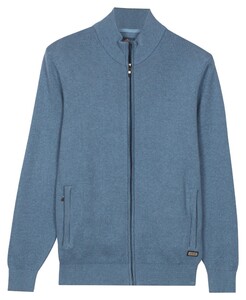 Baileys Two-Tone Faux-Uni Cotton Full Zip Cardigan Mid Denim Blue