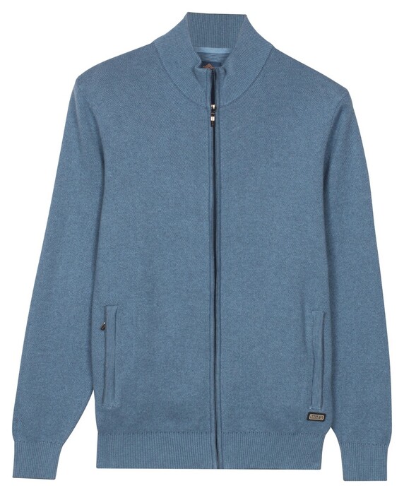 Baileys Two-Tone Faux-Uni Cotton Full Zip Vest Mid Denim Blue
