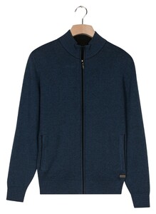 Baileys Two-Tone Faux-Uni Cotton Full Zip Vest Midden Blauw