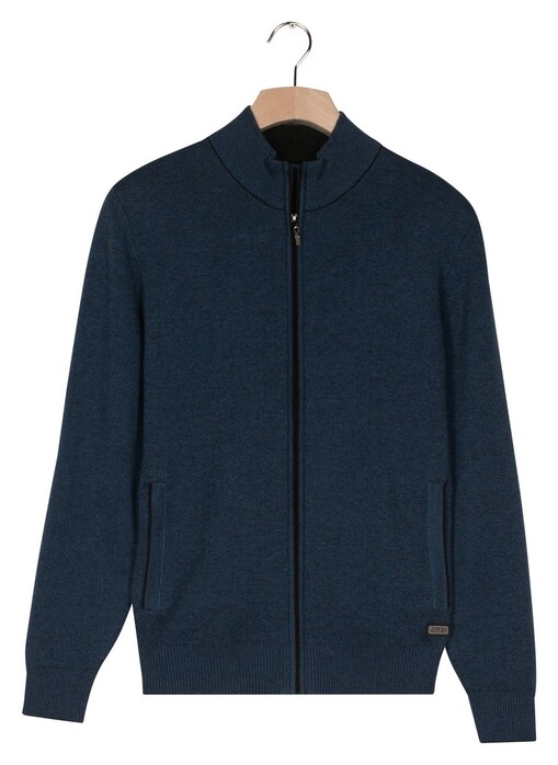 Baileys Two-Tone Faux-Uni Cotton Full Zip Vest Midden Blauw