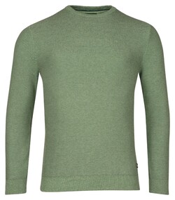 Baileys Two-Tone Jacquard Crew Neck Allover Plated Trui Olive Green Melange