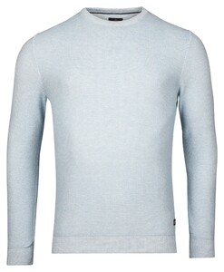 Baileys Two-Tone Jacquard Crew Neck Allover Plated Trui Pastel Blauw Melange