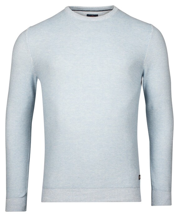 Baileys Two-Tone Jacquard Crew Neck Allover Plated Trui Pastel Blauw Melange