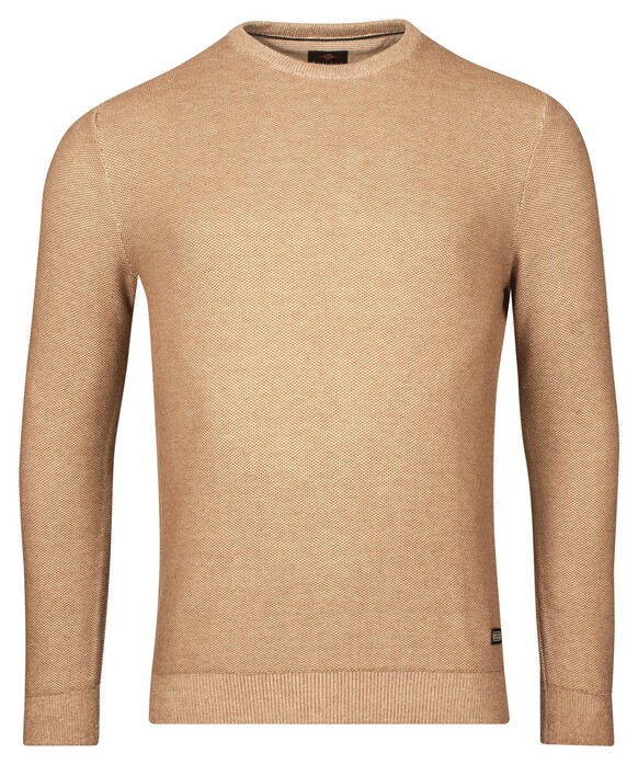Baileys Two-Tone Jacquard Crew Neck Allover Plated Trui Taupe