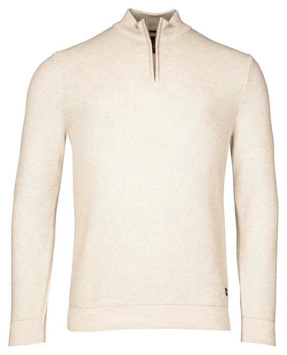 Baileys Two-Tone Jacquard Half Zip Collar Allover Plated Trui Kitt Melange