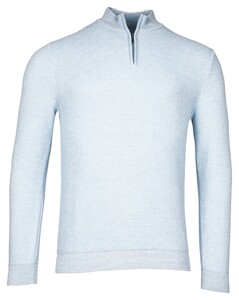 Baileys Two-Tone Jacquard Half Zip Collar Allover Plated Trui Pastel Blauw Melange