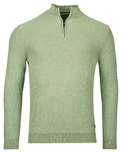 Baileys Two-Tone Jacquard Half Zip Collar Allover Plated Trui Pastel Groen