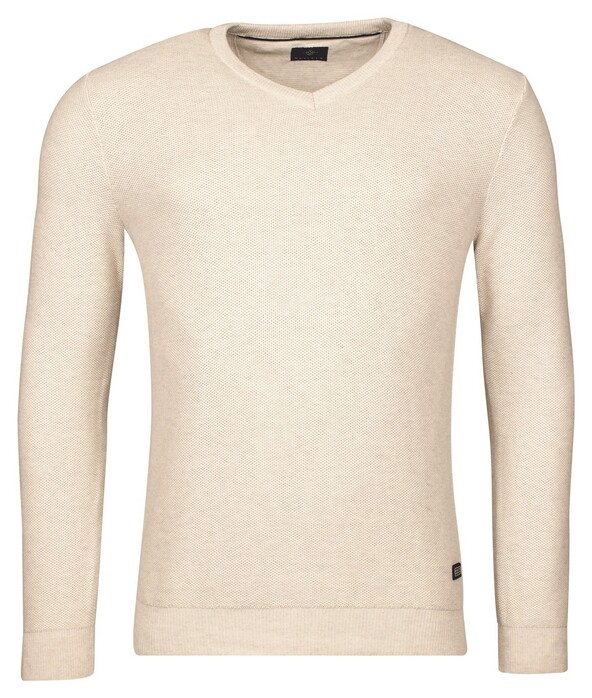 Baileys Two-Tone Jacquard Interlock V-Neck Allover Plated Trui Kitt Melange