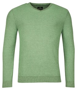 Baileys Two-Tone Jacquard Interlock V-Neck Allover Plated Trui Pastel Groen