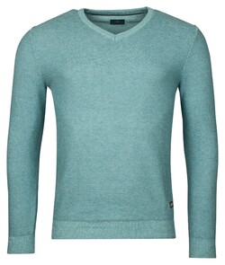 Baileys Two-Tone Jacquard Interlock V-Neck Allover Plated Trui Sky Blue Melange