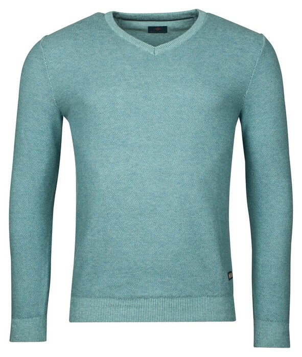 Baileys Two-Tone Jacquard Interlock V-Neck Allover Plated Trui Sky Blue Melange