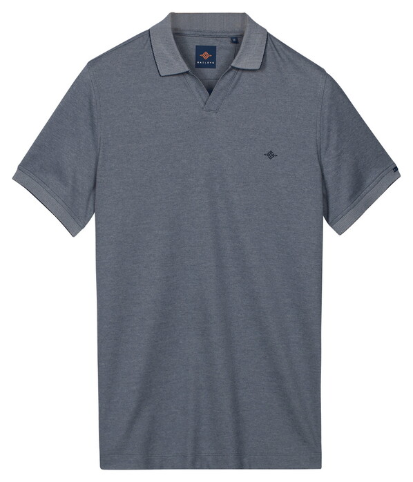 Baileys Two-Tone No-Button Collar Polo Indigo Blauw