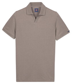 Baileys Two-Tone No-Button Collar Polo Stone Grey