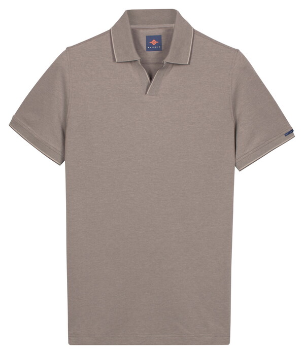 Baileys Two-Tone No-Button Collar Polo Stone Grey