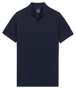 Baileys Two-Tone No-Button Collar Poloshirt Dark Blue