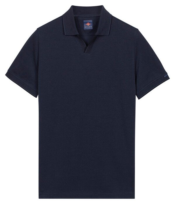 Baileys Two-Tone No-Button Collar Poloshirt Dark Blue
