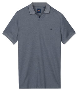Baileys Two-Tone No-Button Collar Poloshirt Indigo Blue