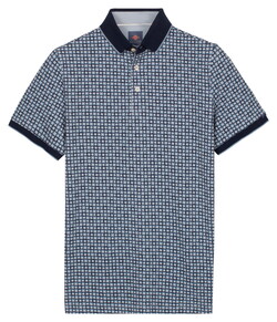 Baileys Two-Tone Piqué Rotated Squares Fantasy Pattern Polo Delft Blue