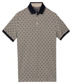 Baileys Two-Tone Piqué Rotated Squares Fantasy Pattern Polo Stone Grey