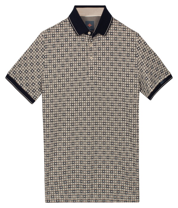 Baileys Two-Tone Piqué Rotated Squares Fantasy Pattern Polo Stone Grey