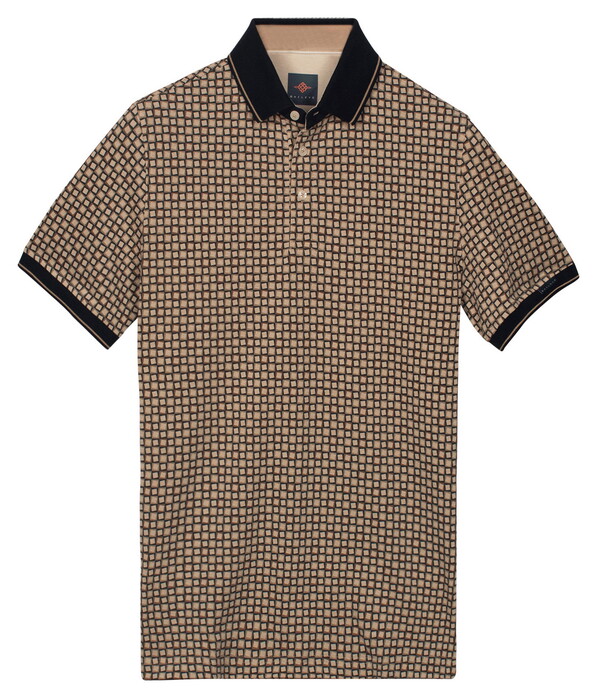 Baileys Two-Tone Piqué Rotated Squares Fantasy Pattern Polo Zand