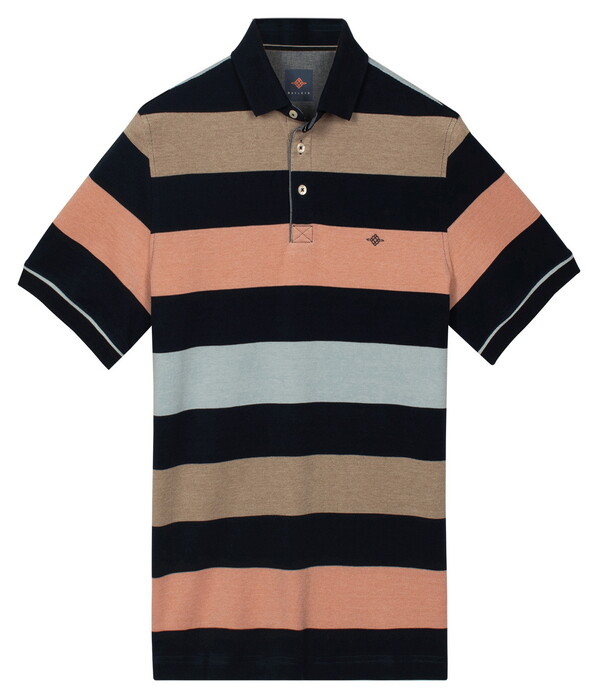 Baileys Two-Tone Piqué Yarn Dyed Stripes Polo Abrikoos