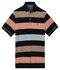 Baileys Two-Tone Piqué Yarn Dyed Stripes Poloshirt Apricot