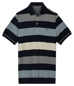Baileys Two-Tone Piqué Yarn Dyed Stripes Poloshirt Delft Blue