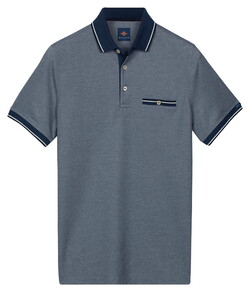 Baileys Two-Tone Tipping Details Buttoned Chestpocket Polo Indigo Blauw