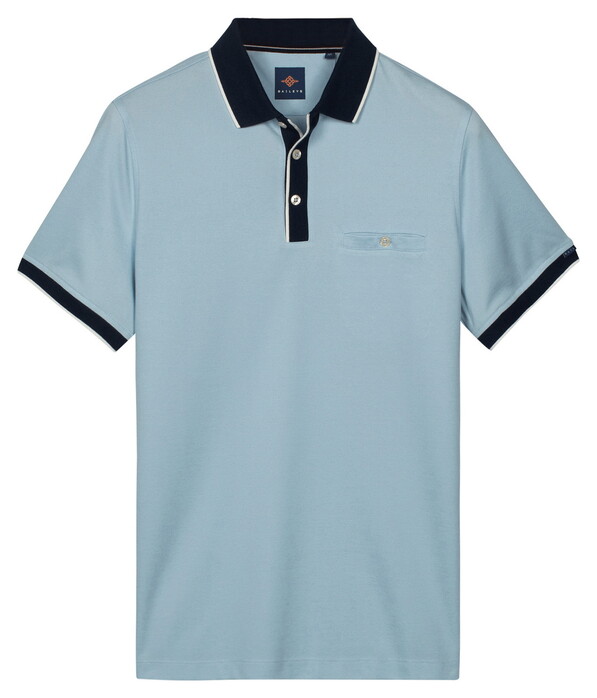 Baileys Uni Color Buttoned Chestpocket Solid Color Fabric Details Polo Sky Blue