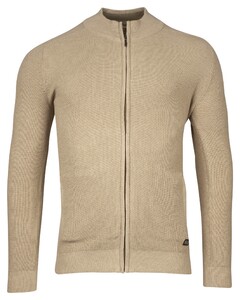 Baileys Uni Color Cardigan Zip Allover Rib Knit Beige