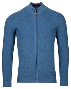 Baileys Uni Color Cardigan Zip Allover Rib Knit Delft Blue