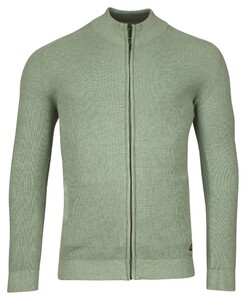 Baileys Uni Color Cardigan Zip Allover Rib Knit Misty Green Melange